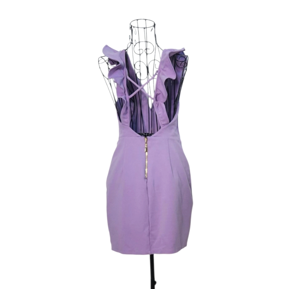 Elegant Lavander Ruffle Dress - Picture 3 of 5